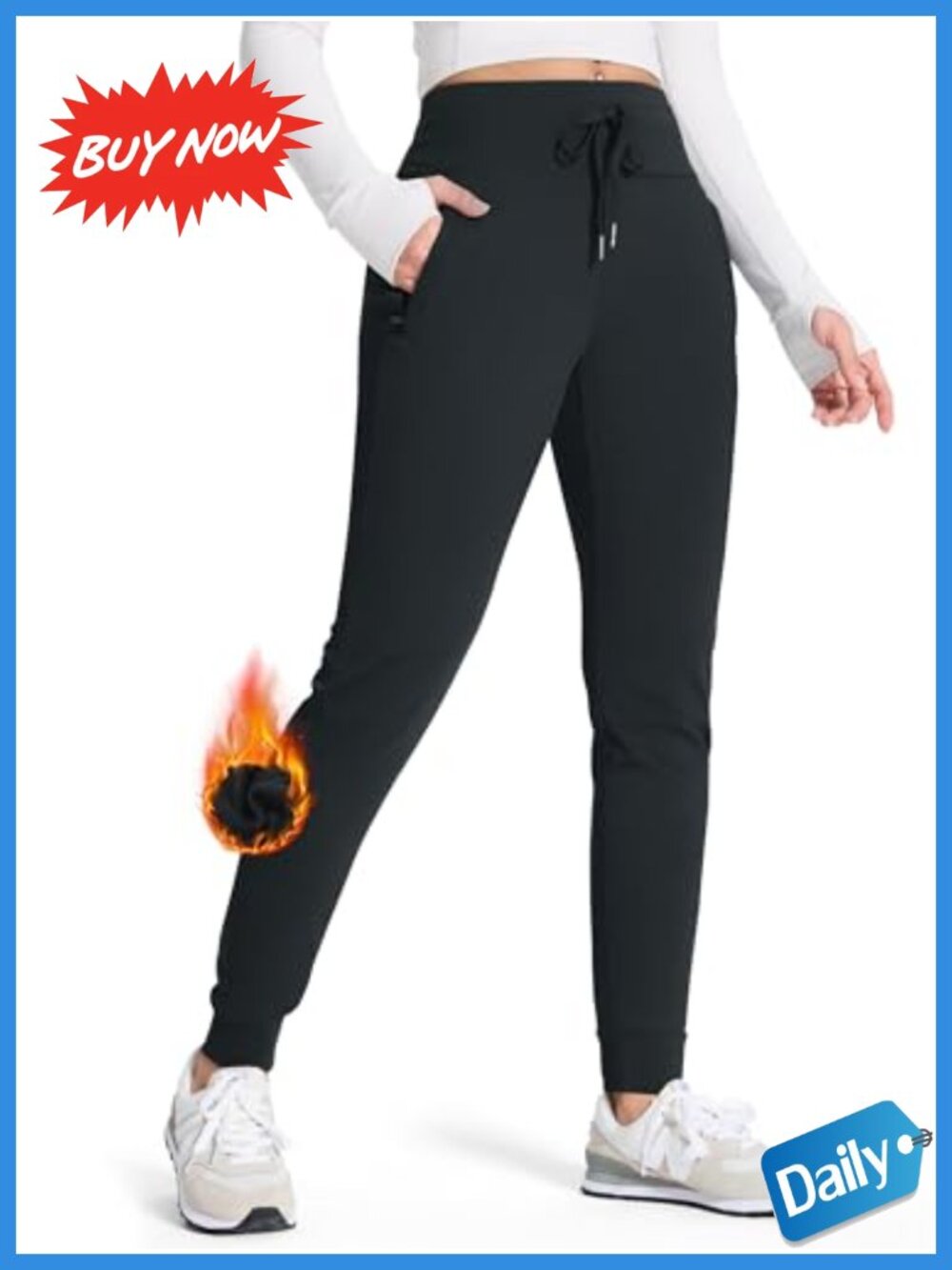 SEVEGO Tall Fleece Lined Joggers Water Resistant Hiking Pants Zipper Pockets